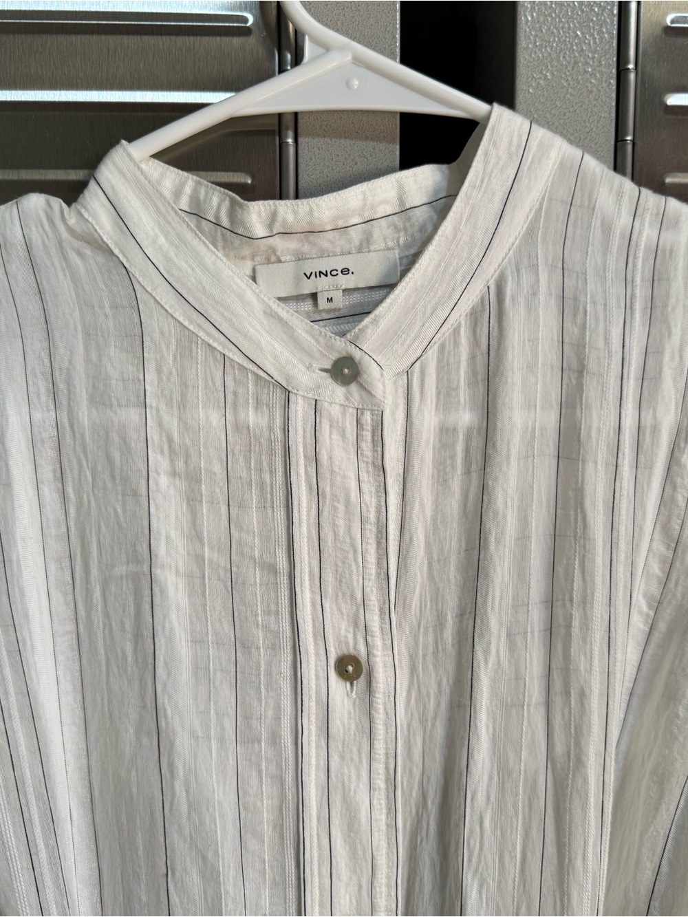 Vince Sleeveless White Button-Front Maxi Dress with Tie Waist - Picture 3 of 3